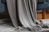 Steel Grey Tassels- Throw Blanket